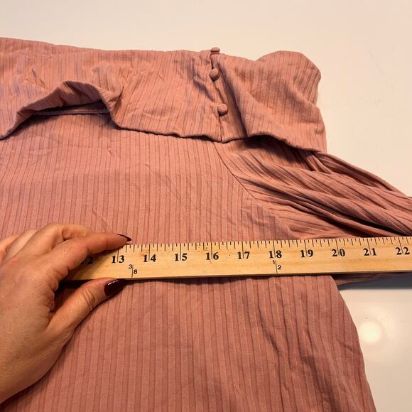 Anthropologie Pink Ribbed Off-The-Shoulder Long Sleeve Top Size 1X - Picture 7 of 9